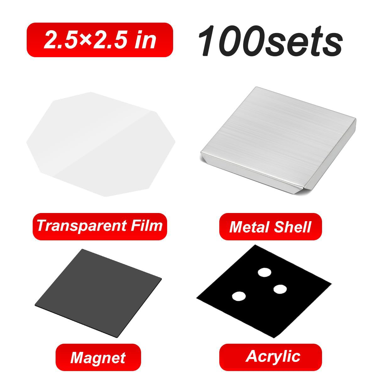 DIY zestaw do robienia magnesów zdjęcie magnes prasa materiały magnesy akcesoria maszyna do robienia magnesów materiały eksploatacyjne kwadrat akryl 6,3 x 6,3 cm - 100 zestaw