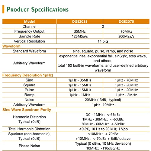 OWON DGE2035 Arbitrary Waveform Generator AWG 14bit Vertikale Auflösung 2CH 35MHz 125MSa/s 3,6 Zoll LCD Digital Signal Generator