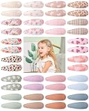 doboi 40Pcs Toddler Hair Clips Hair Barrettes Baby Girls Hair Bows Clips Floral Print Non Slip Snap Hairpins Flower Hair Clips for Girls Kids Toddler Hair Accessories