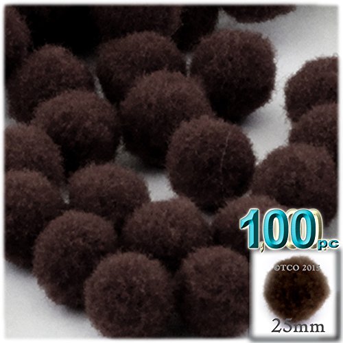 The Crafts Outlet 100-Piece Multi Purpose Pom Poms, Acrylic, 25Mm/About 1.0-Inch, Round, Gray #TOP5