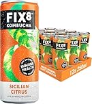 Fix8 Kombucha Drink | Live Cultures | Rich in Beneficial Probiotics | Boosts Immune System | Low Calories | Vitamin B&C | Vegan & Gluten Free | Recyclable & Sustainable | 12x250ml (Sicilian Citrus)