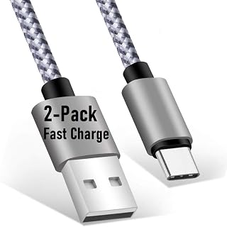USB C Cable Fast Charging 2 Pack 【Premium Nylon Braided】USB 2.0 to USB-C 8W / 3.1A USB Type C Cable Fast Charge Cord for Android Phone/Tab/Samsung Galaxy/LG/Moto/Google Pixel/Swith / PS5, 3ft