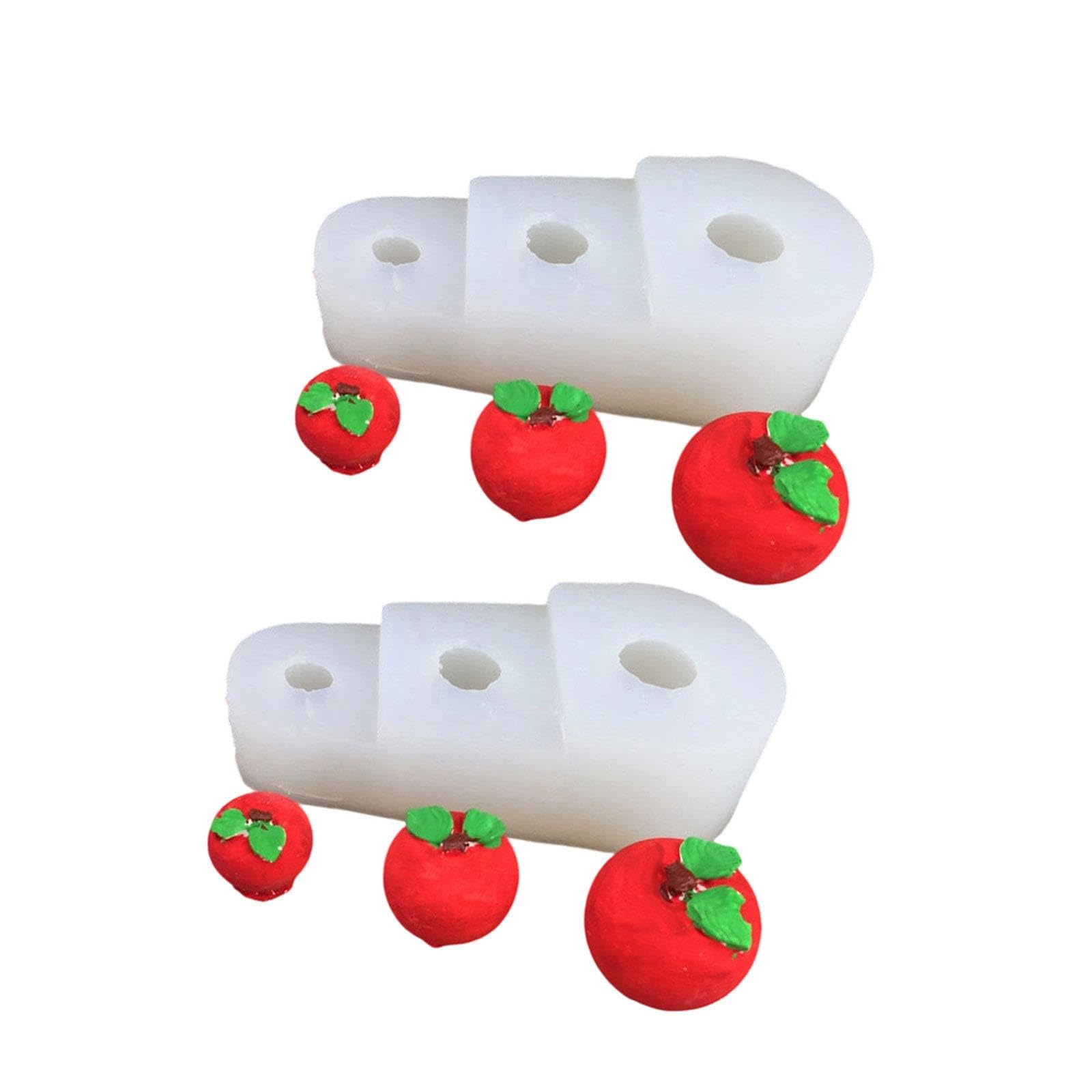 ZEPFJHE 2Pcs 3-Cavities Strawberry Persimmon Fruit Silicone Baking Molds for Desserts Chocolate Cake Baking Soap Crafting Gelatin Cast Elastomer