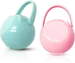 2Pcs Pacifier Holder Cases for Baby Girl, BPA Free Pacifier Storage Container with Hook Design, High Sealing Pacifier Box Accessories for Travel Keep Pacifier Clean and Accessible