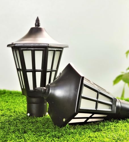 Image of BrighLyt Outdoor Gate Light for Home & Garden Lamp - Waterproof Pillar Light for Main Entrance, Balcony & Pathway (Metal & Glass, GL09, Pack of 2)