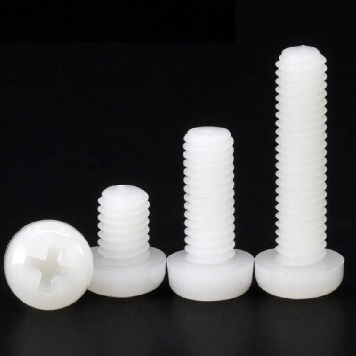 Śruby, Wkręty samogwintujące, M5X6-50mm Białe nylonowe śruby z łbem stożkowym Phillips, plastikowe śruby z łbem okrągłym krzyżowym, 50 szt.(M5x12mm)