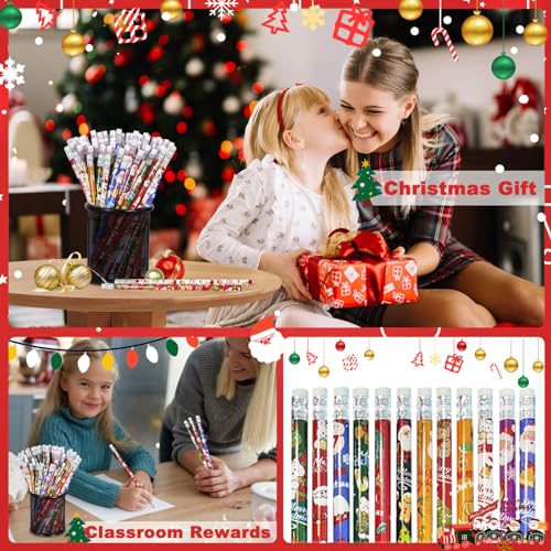 24 lápices navideños con borrador emzrivo miniatura 3
