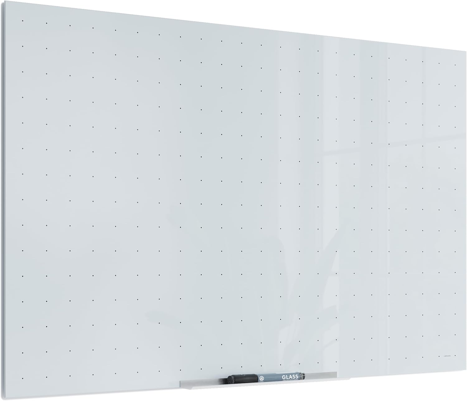 U Brands Glass Dry Erase Board, 24" x 36", 3'x2', White Frosted Surface with Ghost Grid, Frameless, Includes Marker