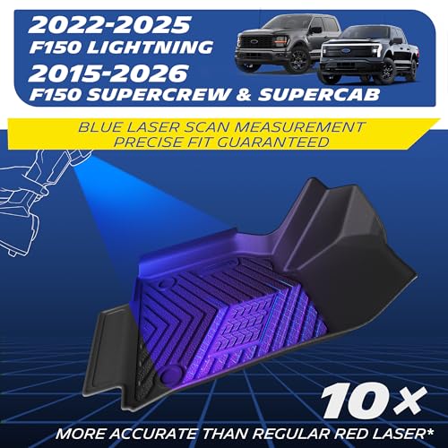 Image of Michelin Vehicle Mats for 2015-2025 Ford F150 /2022-2025 F-150 Lightning | Fit 2017-2025 Raptor, SuperCrew Cab, All-Weather TPE Custom Fit Floor Mats /Truck Liner, 3 PCS, Elite