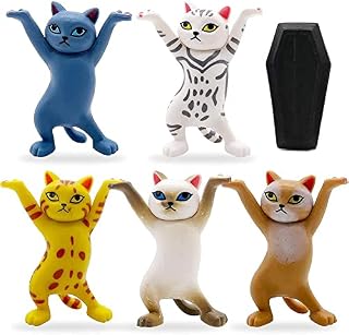 Pets Cat Airpod Earbuds Holder Decoration, Gifts For Cat Lovers, Cat Pen Holder, Mobile Phone Holder, Creative And Interesting Gifts Handmade Model Ornaments The Cat Coffin Dance (5 Cats Set)
