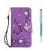 Produktbild Grandoin für Galaxy S7 Hülle, Bling Glitzer Glitter Handyhülle im Brieftasche-Stil für Samsung Galaxy S7 Handytasche PU Leder Flip Cover Case Schutzhülle Etui Case (Lila)