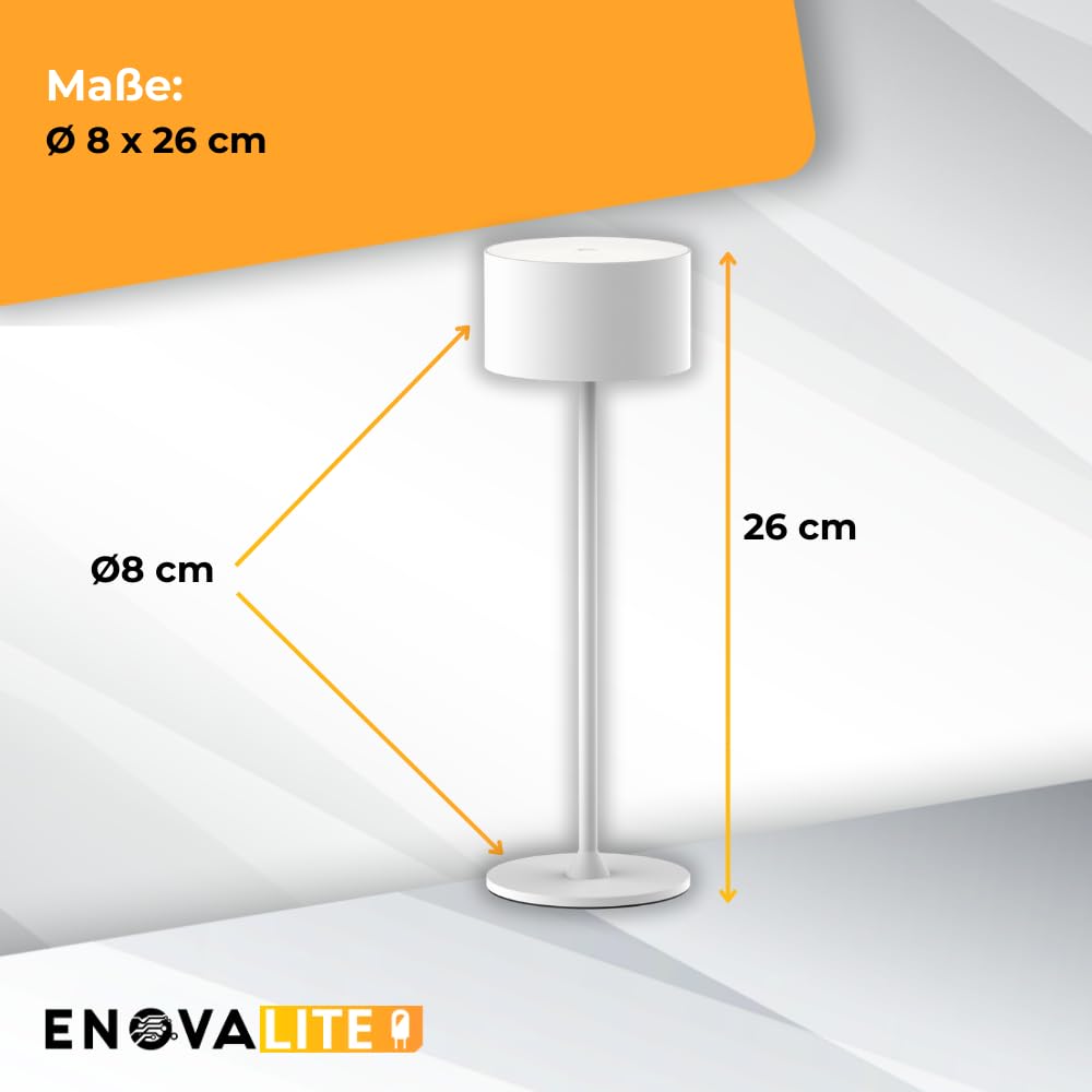 3x LED Akku Tischlampe kabellos mit Ladestation und Touch, Dimmbar, Warmweiß Neutralweiß Kaltweiß einstellbar - IP44 Tischleuchte Outdoor wiederaufladbar, Nachttischlampe, weiß