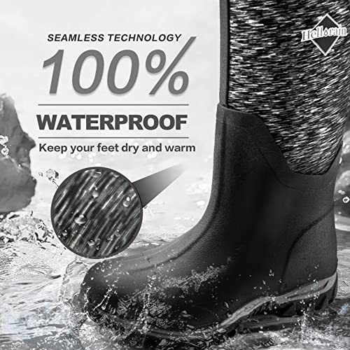 Hellorain Seamless Rubber Rain Boots For Women,6 Mm Neoprene Mid Calf Waterproof Snow Boots,Insulated Mud Work Boots For Girl Gardening,Farming,Hiking Fishing Shoes(Grey,8) #TOP4
