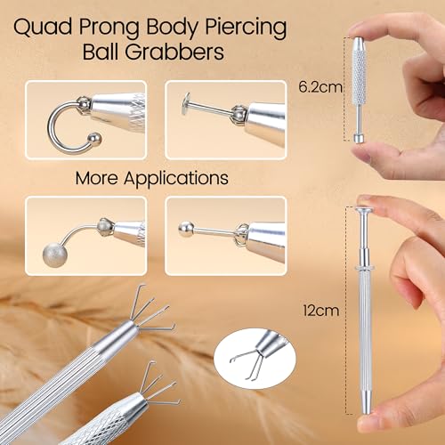 image for GEMQUEEN Piercing Ball Grabber Reacher Tool - Stainless Steel Piercing