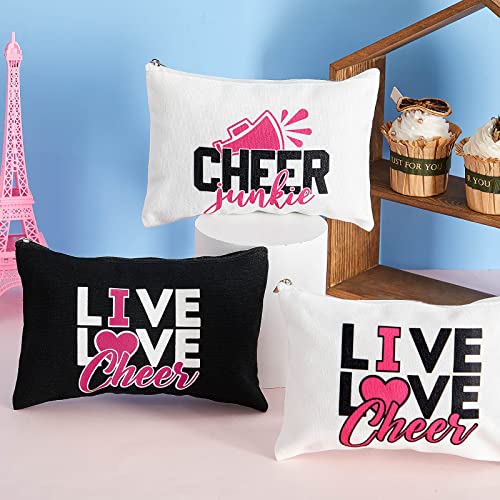 Flutesan 18 Pieces Cosmetic Cheer Bag Cheerleader Gifts Canvas Cheer Makeup Case Portable Travel Cheerleading Bag Toiletry Zipper Pouch For Teen Girls Women Teammates thumb #5