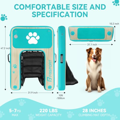 FBSPORT Hunderampe Aufblasbare Hunde Wasserrampe, Hundeboot Rampe Schwimmende Dock Leiter für Pool, Boot, Seen, rutschfeste Eva-Schwimmleiter für Hunde bis zu 100 kg
