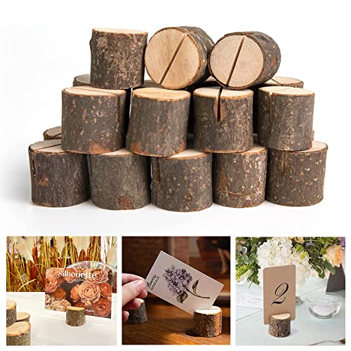 LICQIC Soporte para tarjetas de madera, 20 unidades, cilíndrico, para tarjetas de menú, para bodas, Navidad, bautizos, cumpleaños y más Cover