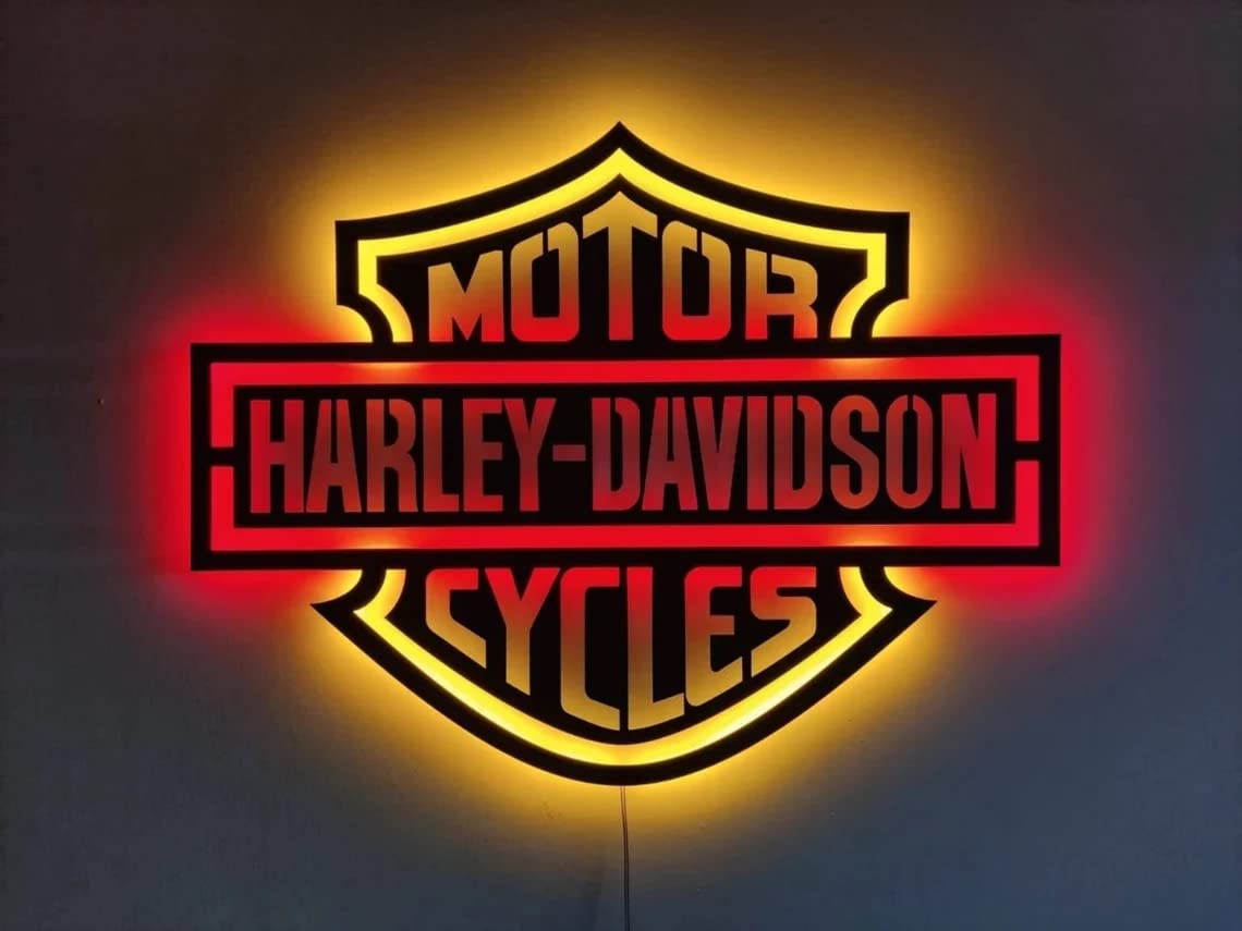 Harley Davidson Lighted-up WallArt with RGB Color Changing Led, Wall Decor, Home Decor, Birthday Gift, Personalized Gifts, Gift,