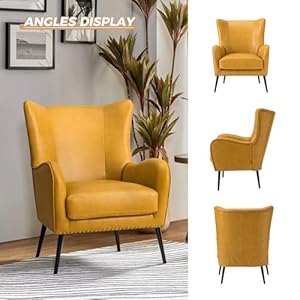 Hulalahomefauxleatheraccentchairsetof2wremovablecushioncomfyupholsteredarmchairwithmetallegsnailheadtrimwingbackvanitychairdeskchairforreadinglivingroombedroomyellow Urban Country Home Decor Hulala home faux leather accent chair set of 2 wremovable cushion comfy upholstered armchair with metal legs nailhead trim wingback vanity chair desk chair for reading living room bedroom yellow urban country home decor