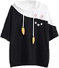 Packitcute Cute Bunny Hoodies for Teens Fashion Print Soft Patchwork Hooded Pullover Tops