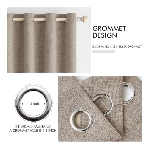 Image of MIULEE 100% Blackout Linen Curtains for Bedroom 52x45 Inches Linen | Room Darkening, Light Blocking, Thermal Insulated, Grommet Top, Linen Textured, Window Curtains for Living Room, 2 Panels
