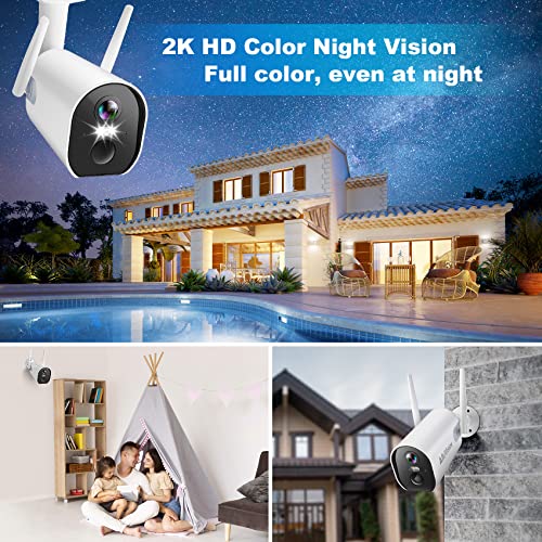 Alkivision Security Cameras Wireless Outdoor - 2K Hd Color Night Vision Ai Motion Detection Wifi Wireless Cameras For Home Security, Spotlight Siren Alarm With 2-Way Audio, 7-Day Cloud/Sd Storage #TOP1