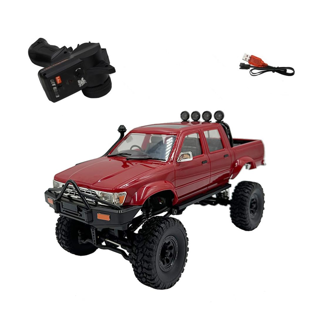 1/16 RC Off-Road Car, WPL C64-1 2.4G 4WD RC Pickup Crawler Car with Full Proportional Control, All-Terrain Remote Control Truck, Gift for Adults