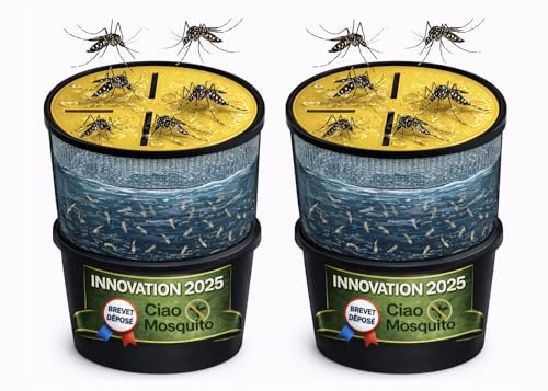 Piège Moustique Tigre & Larves – Lot de 2 – Anti Moustique Extérieur Écologique sans...