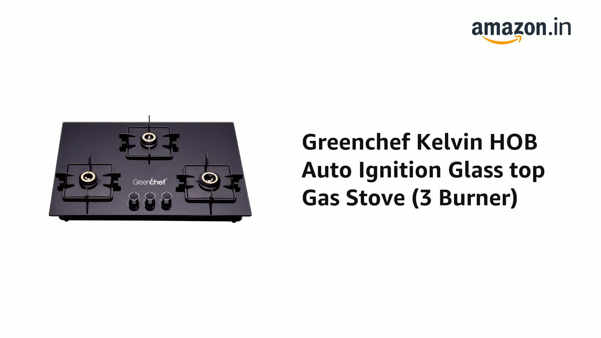 Greenchef Kelvin HOB Auto Ignition Glass top Gas Stove (3 Burner