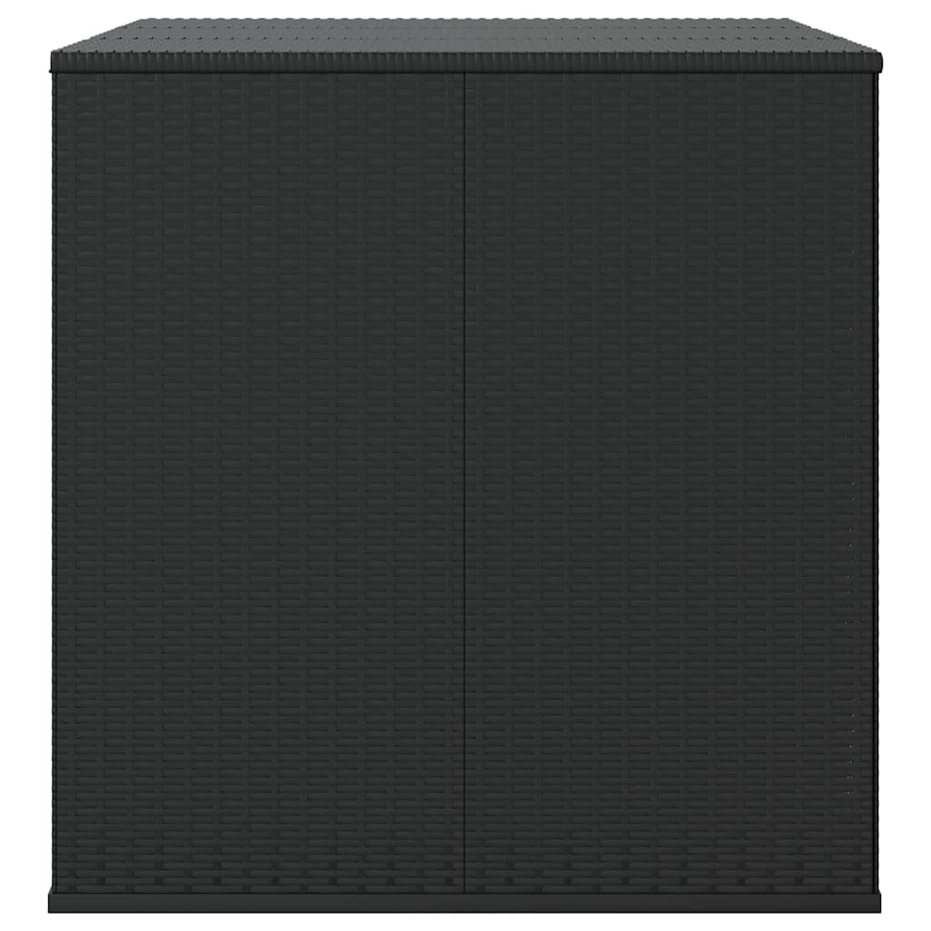 Garten-Kissenbox Auflagenbox aus PE Rattan, XL Gartentruhe 145x100x103 cm in Schwarz, Aufbewahrungsbox mit Gasdruckfeder und Innentasche für Gartenkissen und Auflagen