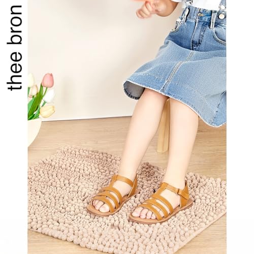 Image of THEE BRON Girls Brown Comfort Sandals Kids Shoes Sandals Filles Sandales(AA352,Brown /6M)