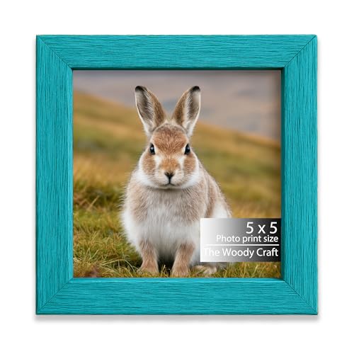 Image of Square Frame 5x5 inch | Modern Photo Frames For Wall Decor | Wall Frames To Enhance Space | Durable Wooden Frame | Blue Frames For Wall Decor | Hanging Photo Frame (5x5 inch, Blue)