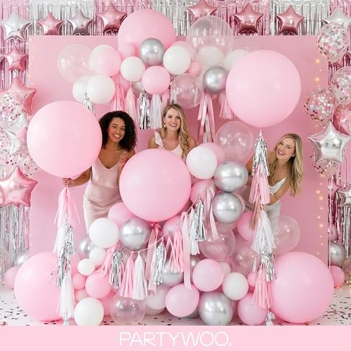 PartyWoo Light Pink Balloons 100 pcs Different Sizes of 36 18 12 10 5 Inch Pastel Baby Pale Pink Balloon Arch Kit Garland for Baby Shower Valentine's Day Princess Birthday Party Decorations Pink-Y48 - View 8