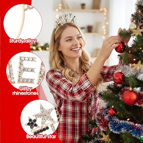 2 Pack Happy New Year Headband for Women 2026, New Year Headpiece Tiara Crown for Newyear Eve Party Supplies Holiday Gifts - Image 4