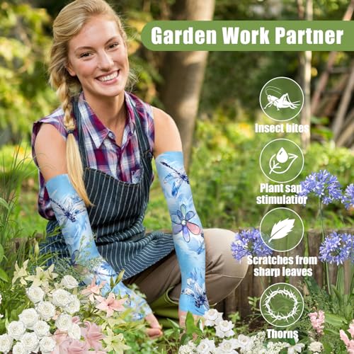 Image of Bebila Gardening Sleeves for Women Farm UV Sun Protection Anti-Scratch Cooling Sleeves with Thumb Hole Arms Cover Outdoors