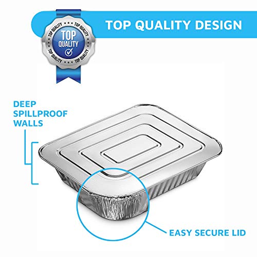 Montopack 9X13 Aluminum Foil Half Size Roasting Pans With Lids | [20 Count] Premium Standard Size Chafing Tins For Baking, Catering & Roasting | Disposable Steam Table Trays | Great For Storing #TOP3