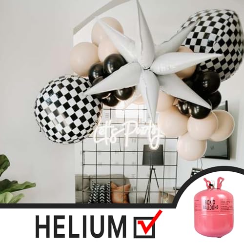 Image of PartyWoo Checkered Foil Balloons 6pcs Large Round Giant Jumbo 4D Balloons