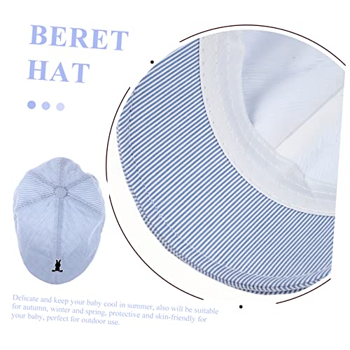 Striated Beret Hat for Adorable Rabbit Design Lightweight Washable Beret for Festivals Daily Wear Boys Blue4