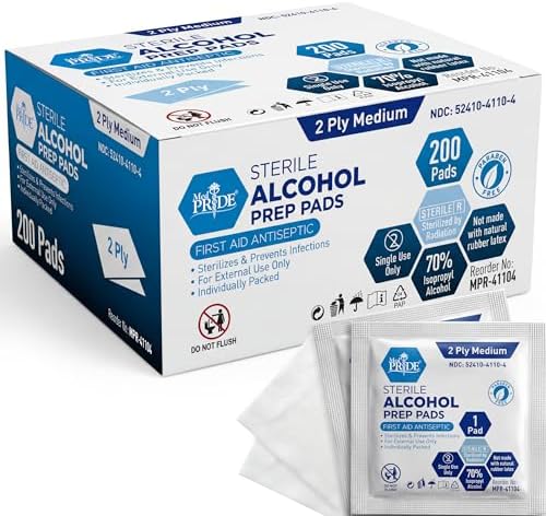 MED PRIDE Sterile Alcohol Prep Pads, Antiseptic, 70% Isopropyl, I...