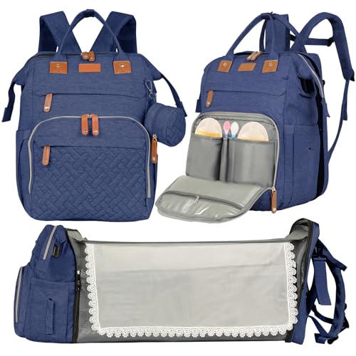 Image of XTGVZ large diaper bag backpack，baby bag with changing station for Boys Girls，Multifunctional Diaper Bag，Mommy Bag With USB Charging Port（Blue）