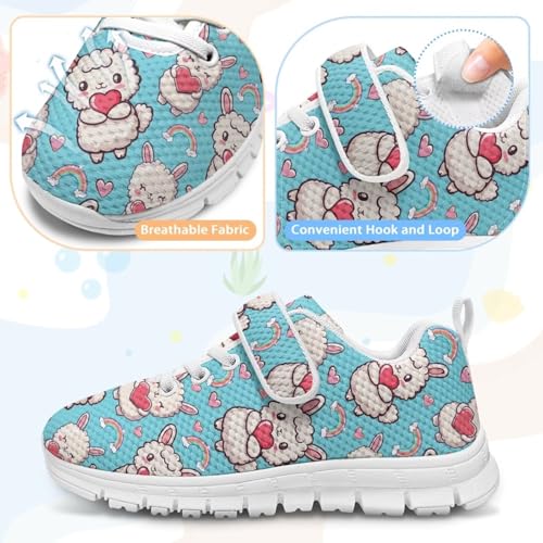 Boys Girls Shoes for Little Kids/Big Kids Machine Washable Lightweight Comfy Athletic Running Shoes Kids Sneakers Light Sheep Rainbow Love Pattern 6