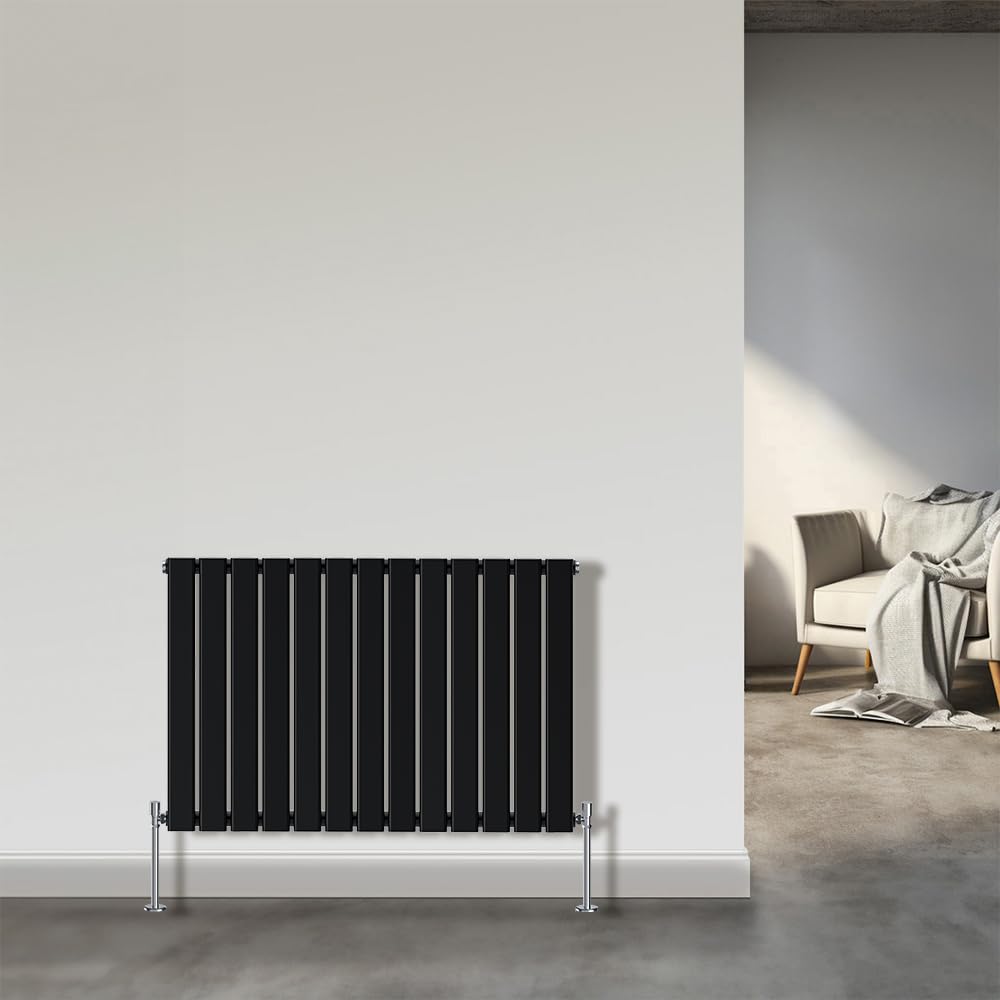 NRG Horizontal Column Designer Radiator Flat Single Panel 600x884mm Black — image 1
