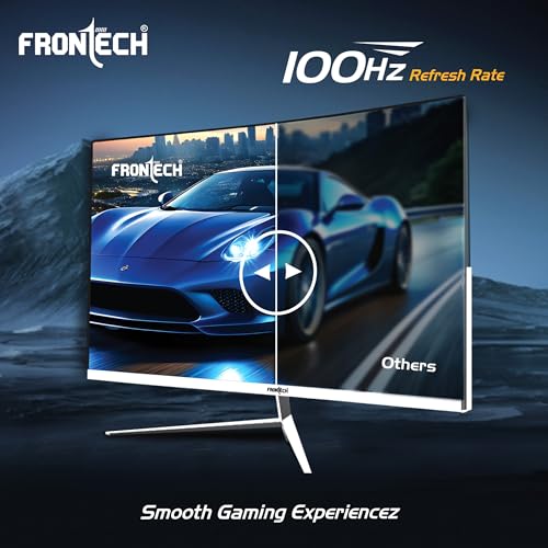Image of FRONTECH Ultima Series 24 Inch Curved LED Monitor| Refresh Rate 100Hz, VA Panel |1800R Curve| Full HD 1080p, Bezel Less Design | HDMI & VGA Ports (MON-0072C, White)