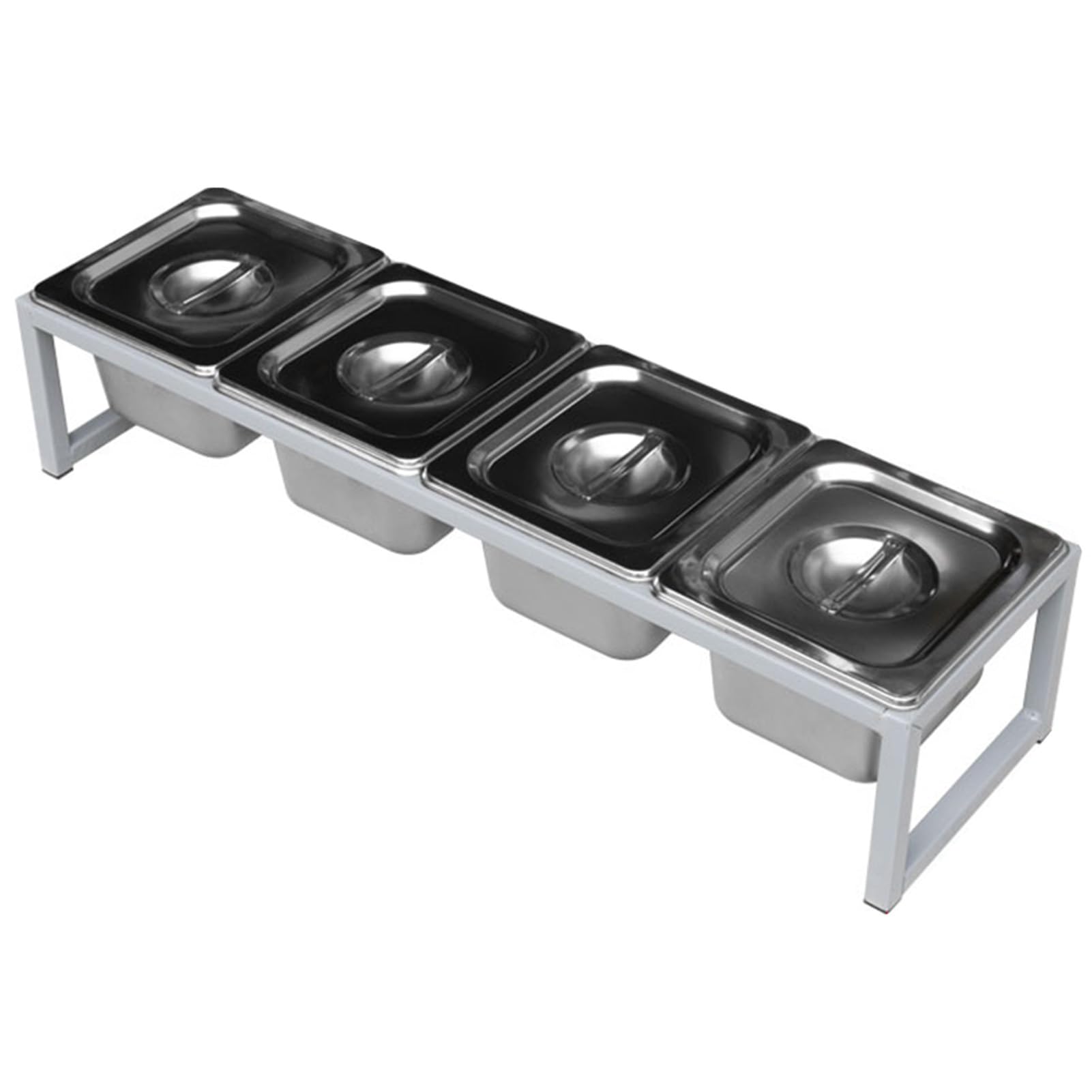 WDSOPK Commercial Spice Rack Set, Topping Station Organizer Condiment Container Dispenser, Seasoning Sauce Salad Jam Ingredients Condiment Racks for Kitchens Buffets (Silvera 65.5x18.5x13.5cm)