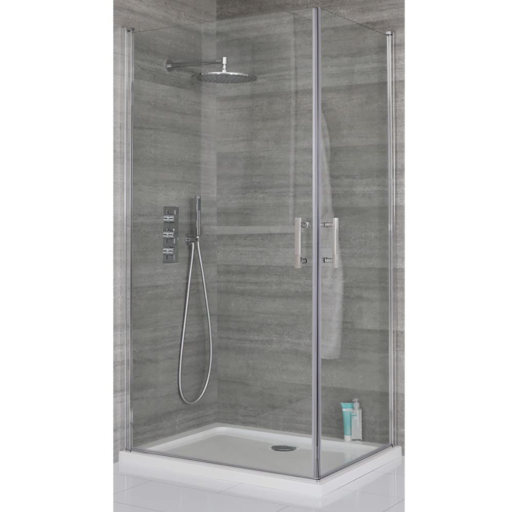 Milano Portland Chrome Corner Double Hinged Door Shower Enclosure White Tray - 1000mm x 760mm