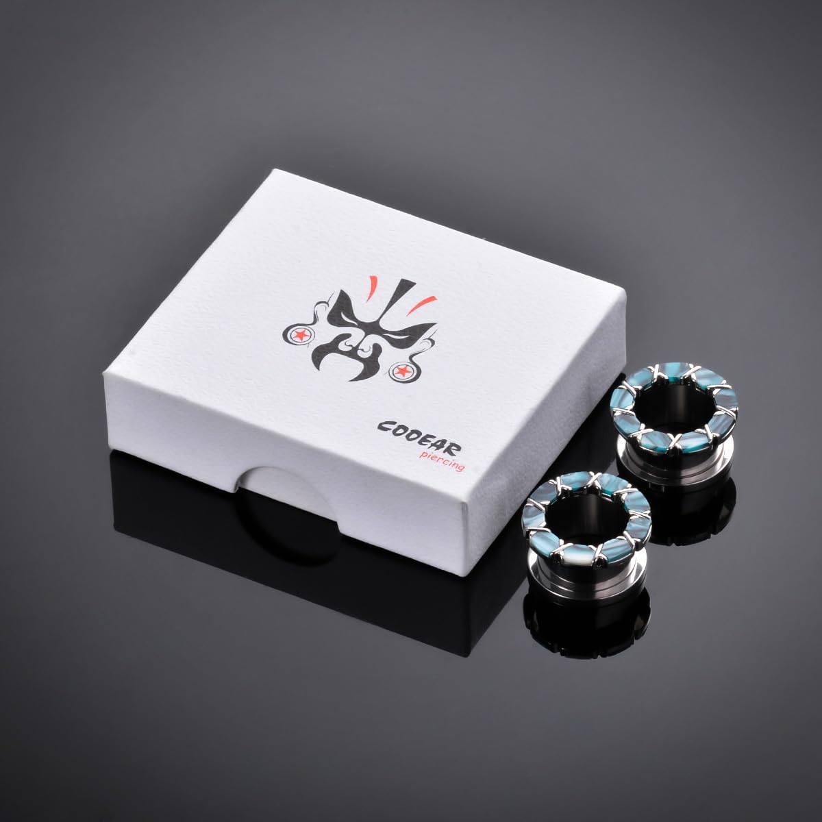 COOEAR Screw Back Ear Gauges Flesh Tunnels, Segmented Color Film Plugs Earrings Piercing Silver.