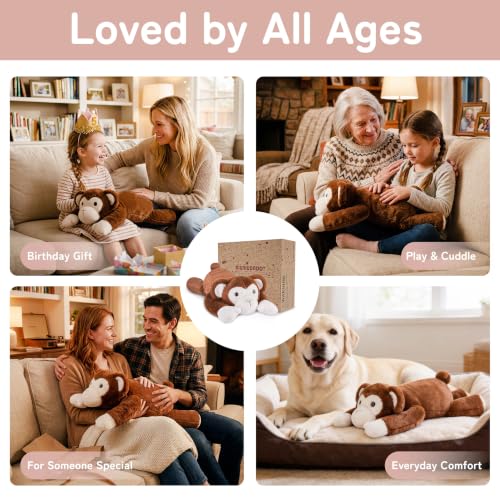 Image of Niuniu Daddy Weighted Stuffed Animals, 20 in 3.3 lbs Monkey Comfort Plush | Heavy sensory lap pad, lying body pillow for sleeping, machine wash, huggable gift for kids and adults