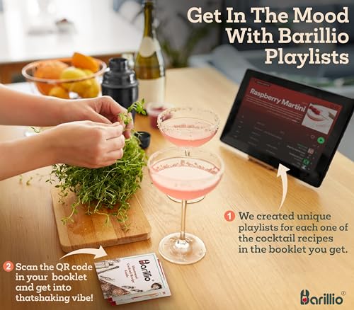 Black Mixology Bartender Kit Cocktail Shaker Set by Barillio: Drink Mixer Set with Bar Tools, Muddler, Mixing Spoon, Jigger, Strainer, Sleek Black Bamboo Stand & Recipes Booklet - Thumbnail 6