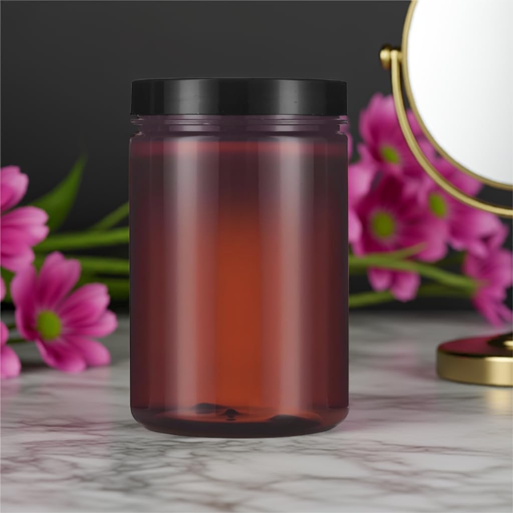 Große PET-Gläser – 758 Ml, Bernsteinfarben, BPA-frei, 6er Set Mit Schwarzem Schaumstoffdeckel
