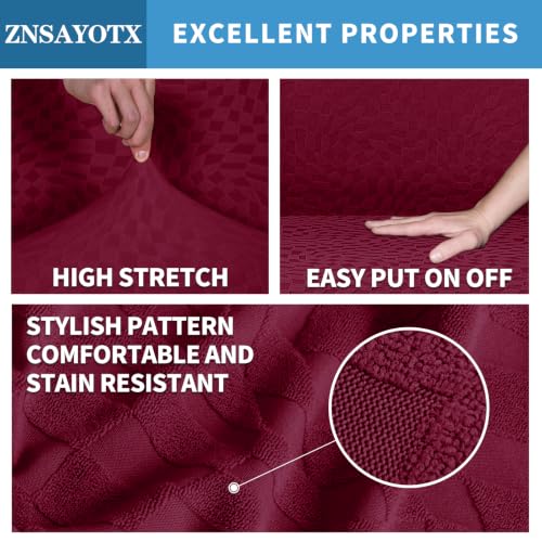 Image of 2026 Stretch Recliner Cover 4-Piece (24 inch-37 inch) Super Soft Recliner Chair Covers with Big Pocket & Anti Slip Ties Stay in Place, Lazy Boy Reclining Slipcover Easy to Put on off Washable, Wine Red